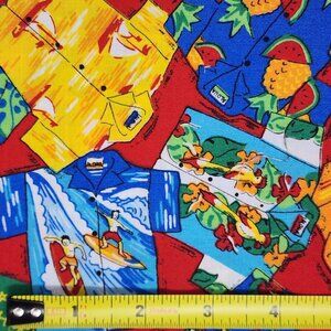 Quilting Craft Fabric Hawaiian Shirts Multicolor VTG Novelty Fat Quarter